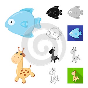 An unrealistic cartoon,black,flat,monochrome,outline animal icons in set collection for design. Toy animals vector