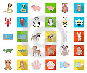 An unrealistic cartoon,flat animal icons in set collection for design. Toy animals vector symbol stock web illustration.