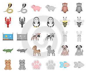 An unrealistic cartoon,monochrom animal icons in set collection for design. Toy animals vector symbol stock web