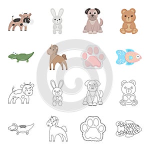 An unrealistic cartoon,outline animal icons in set collection for design. Toy animals vector symbol stock web