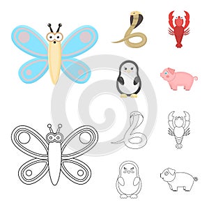 An unrealistic cartoon,outline animal icons in set collection for design. Toy animals vector symbol stock web