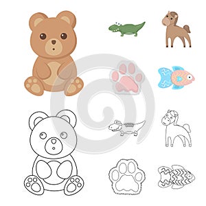 An unrealistic cartoon,outline animal icons in set collection for design. Toy animals vector symbol stock web