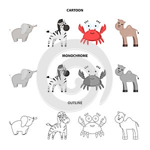 An unrealistic cartoon,outline,monochrome animal icons in set collection for design. Toy animals vector symbol stock web