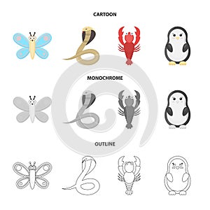 An unrealistic cartoon,outline,monochrome animal icons in set collection for design. Toy animals vector symbol stock web