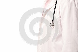 Unrecognizable doctor with stethoscope copy-space