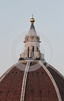 Unrecognizable people at the top of Brunelleschi Dome, Florence