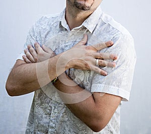 Unrecognizable suffering man