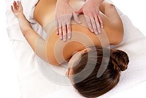 Unrecognizable woman receiving massage relax