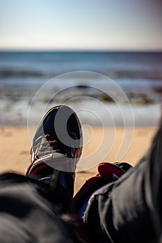 Unrecognized man in the beach