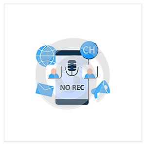 Unrecorded conversation flat icon