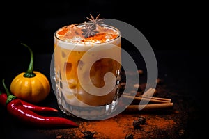 Unrefined Pumpkin drink glass organic. Generate Ai