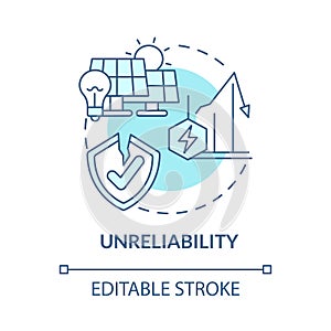 Unreliability blue concept icon