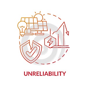 Unreliability red gradient concept icon photo