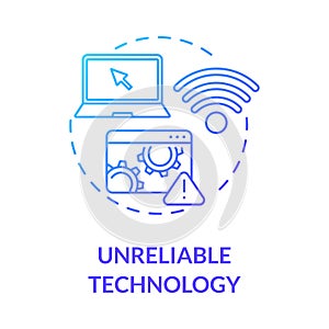 Unreliable technology concept icon