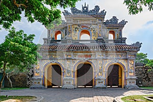 Unrestored ancient gate of Imperial City Hue, Vietnam Gate of the Forbidden City of Hue.
