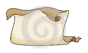 Unrolled parchment with blank space in cartoon style, Vector illustration