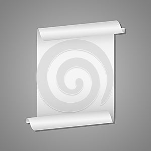 Unrolled white scroll mockup vector design illustration