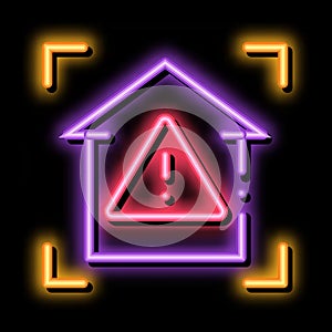unsafe home detection neon glow icon illustration