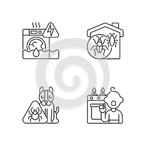 Unsafe home situations linear icons set