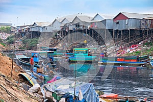 Unsanitary living conditions on lake Tonle Sap