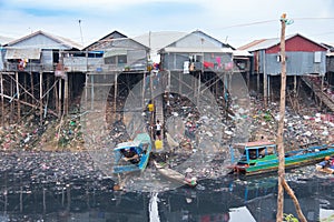 Unsanitary living conditions on lake Tonle Sap