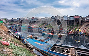 Unsanitary living conditions on lake Tonle Sap