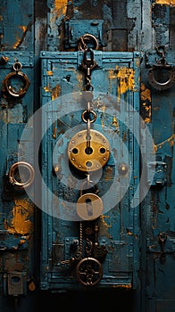 Unscrew The Locks From the Rusty Doors Unscrew the Doors Themselves From Their Jambs Blurry Background