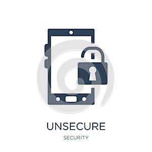 unsecure icon in trendy design style. unsecure icon isolated on white background. unsecure vector icon simple and modern flat