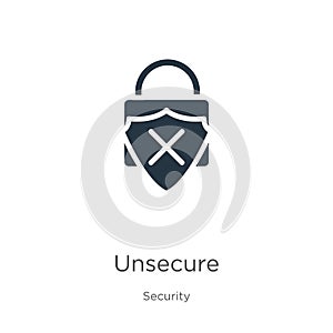 Unsecure icon vector. Trendy flat unsecure icon from security collection isolated on white background. Vector illustration can be