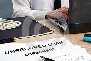 Unsecured loan form in an office. photo