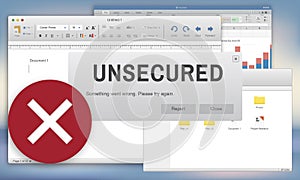 Unsecured Virus Detected Hack Unsafe Concept