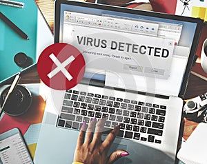 Unsecured Virus Detected Hack Unsafe Concept photo