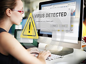 Unsecured Virus Detected Hack Unsafe Concept