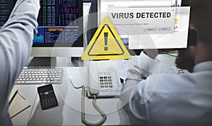 Unsecured Virus Detected Hack Unsafe Concept