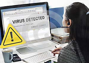 Unsecured Virus Detected Hack Unsafe Concept photo