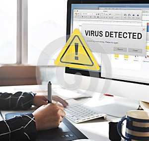 Unsecured Virus Detected Hack Unsafe Concept