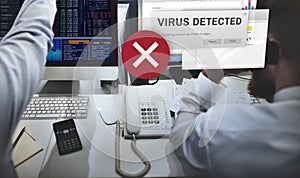 Unsecured Virus Detected Hack Unsafe Concept