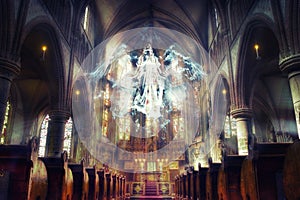 Unseen Reality. Angel Hovering in the Church.