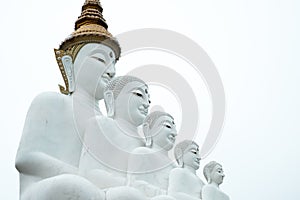 Unseen in Thailand five white buddha image on the mountain I