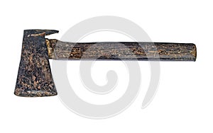 Unsharpened old rusty axe isolated