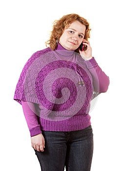 Unsightly woman speaking by mobile photo