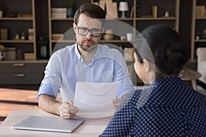 Unskilled job seeker making bad first impression on employer.