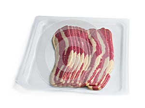 Unsmoked plant-based bacon rashers isolated on white