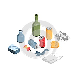 Unsorted Garbage Isometric Composition