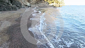 Unspoiled Virgin Mediterranean Black Beach Aerial Shoot