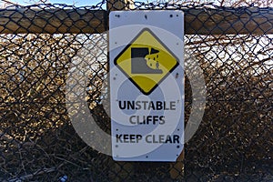 Unstable Cliffs Keep Clear Sign