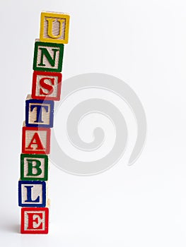 Unstable tower of blocks photo