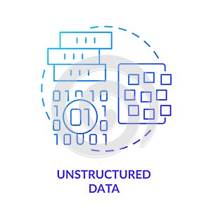Unstructured data blue gradient concept icon