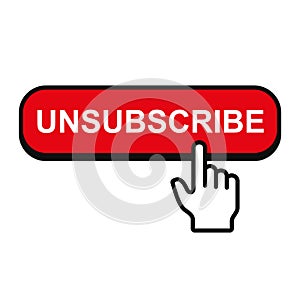 Unsubscribe Button with Hand Mouse Pointer. Vector