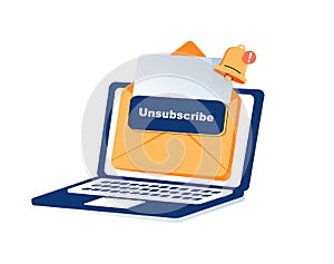 Unsubscribe email exit from mailing list, cancel subscription button, remove or leaving marketing email, delete photo